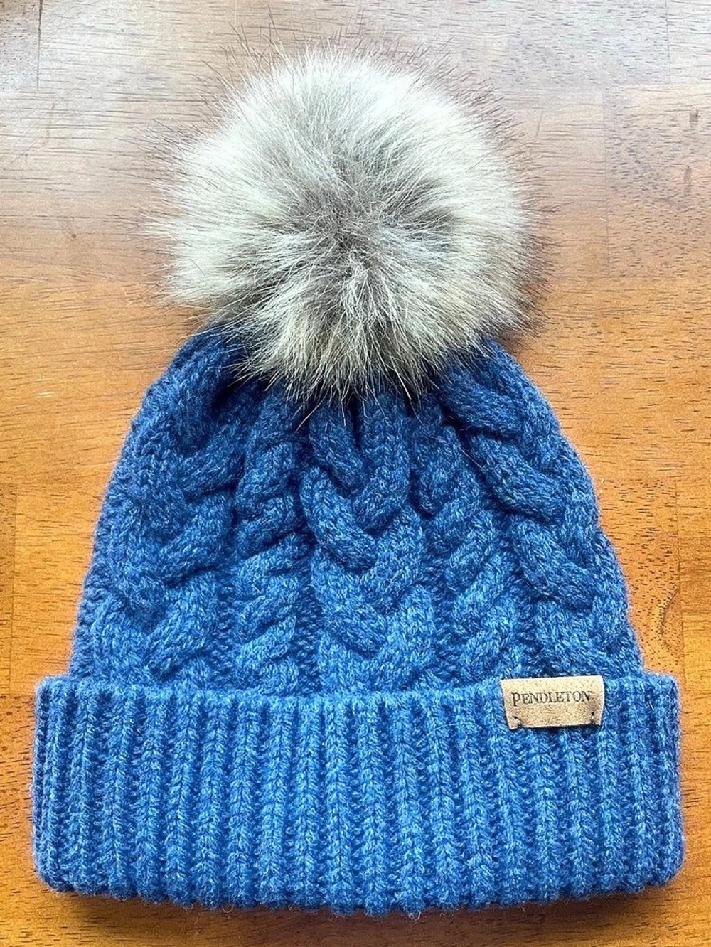 NWT Pendleton Cable Knit Pom Beanie in Indigo Blue